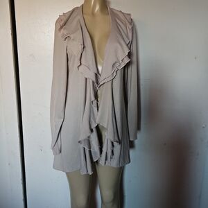 Elegant Cream Ruffled Cardigan